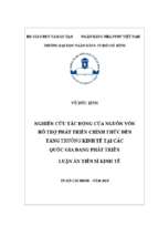 Nghiên cứu tác động của nguồn vốn hỗ trợ phát triển chính thức đến tăng trưởng kinh tế tại các quốc gia đang phát triển.