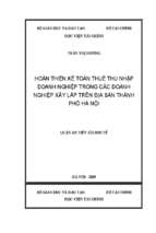 Hoàn thiện kế toán thuế thu nhập doanh nghiệp trong các doanh nghiệp xây lắp trên địa bàn thành phố hà nội