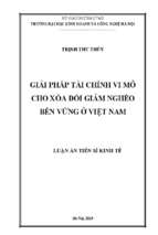 Giải pháp tài chính vi mô cho xóa đói giảm nghèo bền vững ở việt nam