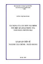 Tác động của cấu trúc tài chính tới hiệu quả hoạt động của ngân hàng thương mại.