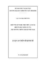 Hiệu ứng kỳ nghỉ, thời tiết, lịch âm đến tỷ suất sinh lợi của thị trường chứng khoán việt nam