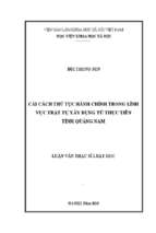 Cải cách thủ tục hành chính trong lĩnh vực trật tự xây dựng từ thực tiễn tỉnh quảng nam