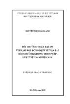 Bồi thường thiệt hại do vi phạm hợp đồng dịch vụ vận tải bằng đường không theo pháp luật việt nam hiện nay