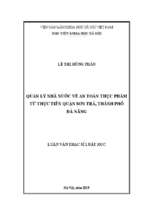 Quản lý nhà nước về an toàn thực phẩm từ thực tiễn quận sơn trà, thành phố đà nẵng