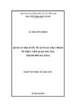 Qlnn về an toàn thực phẩm từ thực tiễn quận sơn trà, thành phố đà nẵng