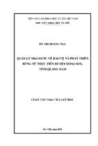 Quản lý nhà nước về bảo vệ và phát triển rừng từ thực tiễn huyện nông sơn, tỉnh quảng nam