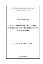 Quản lý nhà nước về bảo vệ và phát triển rừng từ thực tiễn huyện nông sơn, tỉnh quảng nam