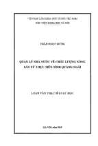 Quản lý nhà nước về chất lượng nông sản từ thực tiễn tỉnh quảng ngãi