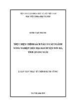 Thực hiện chính sách tái cơ cấu ngành nông nghiệp trên địa bàn huyện sơn hà, tỉnh quảng ngãi