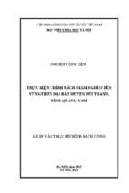 Thực hiện chính sách giảm nghèo bền vững trên địa bàn huyện núi thành, tỉnh quảng nam