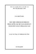 Thực hiện chính sách chăm sóc, phụng dưỡng mẹ việt nam anh hùng ở thành phố tam kỳ, tỉnh quảng nam