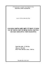 Vận dụng những hiểu biết về vi rut, vi sinh vật để phòng một số bệnh thông thường cho học sinh lớp 10  thpt hàm rồng