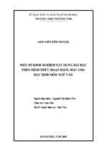 Một số kinh nghiệm xây dựng bài học theo hình thức hoạt động học cho học sinh môn ngữ văn