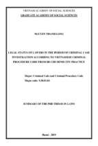 địa vị pháp lý của luật sư trong giai đoạn điều tra vụ án hình sự theo pháp luật tố tụng hình sự việt nam từ thực tiễn thành phố hồ chí minh tt tiếng anh