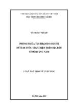 Phòng ngừa tội phạm do người dưới 18 tuổi thực hiện trên địa bàn tỉnh quảng nam