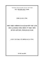 Thực hiện chính sách giải quyết việc làm cho lao động nông thôn từ thực tiễn huyện quế sơn, tỉnh quảng nam