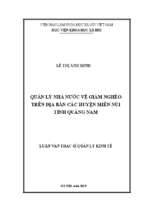 Quản lý nhà nước về giảm nghèo trên địa bàn các huyện miền núi tỉnh quảng nam