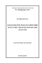 Quản lý nhà nước về bảo vệ và phát triển rừng từ thực tiễn huyện nông sơn, tỉnh quảng nam