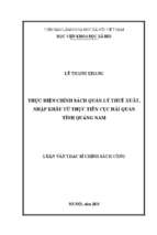 Thực hiện chính sách quản lý thuế xuất, nhập khẩu từ thực tiễn cục hải quan tỉnh quảng nam