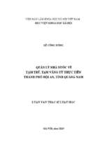 Quản lý nhà nước về tạm trú, tạm vắng từ thực tiễn thành phố hội an, tỉnh quảng nam