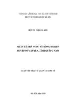 Quản lý nhà nước về nông nghiệp huyện duy xuyên, tỉnh quảng nam