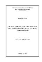 Chi nsnn theo pháp luật việt nam từ thực tiễn huyện trà bồng, tỉnh quảng ngãi