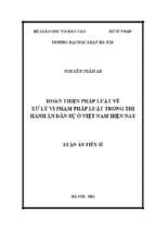 Hoàn thiện pháp luật về xử lý vi phạm pháp luật trong thi hành án dân sự ở việt nam hiện nay