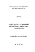 Quản lý nhà nước về giảm nghèo trên địa bàn huyện đông giang, tỉnh quảng nam