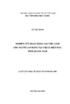 Nghiên cứu hoạt động tạo việc làm cho người lao động tại thị xã điện bàn, tỉnh quảng nam