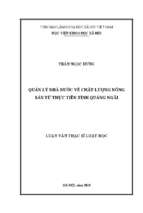 Quản lý nhà nước về chất lượng nông sản từ thực tiễn tỉnh quảng ngãi