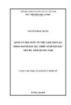 Quản lý nhà nước về việc làm cho lao động người dân tộc thiểu số huyện bắc trà my   tỉnh quảng nam