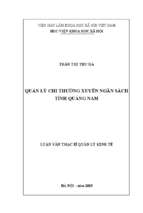 Quản lý chi thường xuyên ngân sách tỉnh quảng nam”