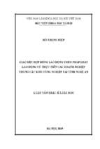 Giao kết hợp đồng lao động theo pháp luật lao động từ thực tiễn các doanh nghiệp trong các khu công nghiệp tại tỉnh nghệ an