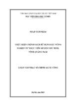 Thực hiện chính sách sử dụng đất nông nghiệp từ thực tiễn huyện phú ninh, tỉnh quảng nam