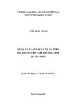 Quản lý ngân sách cấp xã trên địa bàn huyện nam trà my, tỉnh quảng nam