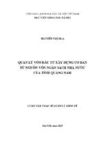 Quản lý vốn đầu tư xây dựng cơ bản từ nguồn vốn ngân sách nhà nước của tỉnh quảng nam