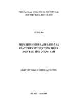 Thực hiện chính sách dân số và phát triển từ thực tiễn thị xã điện bàn, tỉnh quảng nam