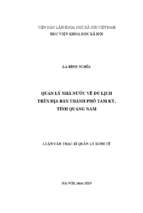 Quản lý nhà nước về du lịch trên địa bàn thành phố tam kỳ tỉnh quảng nam