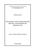 Quản lý đầu tư công từ nguồn ngân sách nhà nước của huyện phước sơn, tỉnh quảng nam