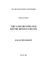 Việc làm cho nông dân khi thu hồi đất ở hà nội