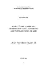 Nghiên cứu mối quan hệ giữa chuyển dịch cơ cấu và tăng trưởng kinh tế ở thành phố hồ chí minh