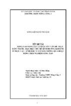 Nâng cao năng lực giải quyết vấn đề thực tiễn trong dạy học chủ đề dinh dưỡng khoáng ở thực vật sinh học 11 cơ bản thông qua hoạt động trải nghiệm sáng tạo