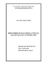 Kinh nghiệm quản lý chỉ đạo công tác giáo dục đạo đức ở trường thpt