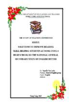 Solutions to improve reading skill helping students at nong cong 4 high school do the national general secondary tests of english better