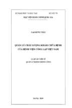 Quản lý chất lượng khám, chữa bệnh của bệnh viện công lập việt nam