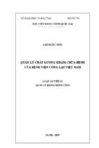 Quản lý chất lượng khám, chữa bệnh của bệnh viện công lập việt nam