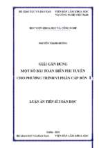 Giải gần đúng một số bài toán biên phi tuyến cho phương trình vi phân cấp bốn