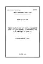 Thực trạng năng lực trung tâm kiểm dịch y tế quốc tế việt nam đáp ứng yêu cầu điều lệ y tế quốc tế