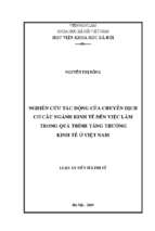 Nghiên cứu tác động của chuyển dịch cơ cấu ngành kinh tế đến việc làm trong quá trình tăng trưởng kinh tế ở việt nam