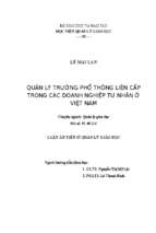 Quản lý trường phổ thông liên cấp trong các doanh nghiệp tư nhận ở việt nam